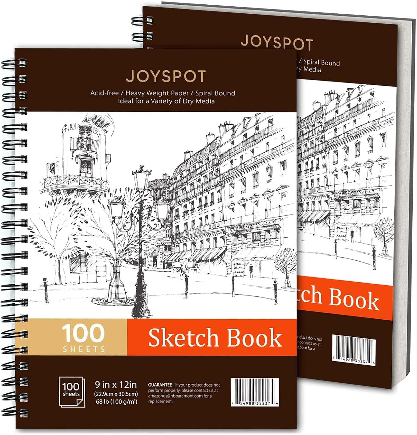 Joy SPOT! 9X12 Inch Sketchbook, Pack of 2, 200 Sheets (68 Lb/100Gsm), Art Sketch Book Pad for Drawing, Artist Sketchbook with Hard Cover, Spiral Binding Sketching Paper Pad for Adults & Teens image number 1