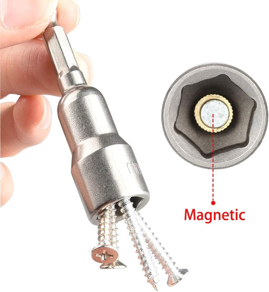 Saipe 5Pcs Power Screwdriver Nut Driver Bit Set Sizes 13Mm 1/4&rdquo; Hex Shank Impact Nuts Driver Drill Bits Metric Wrench Socket Bit image number 4