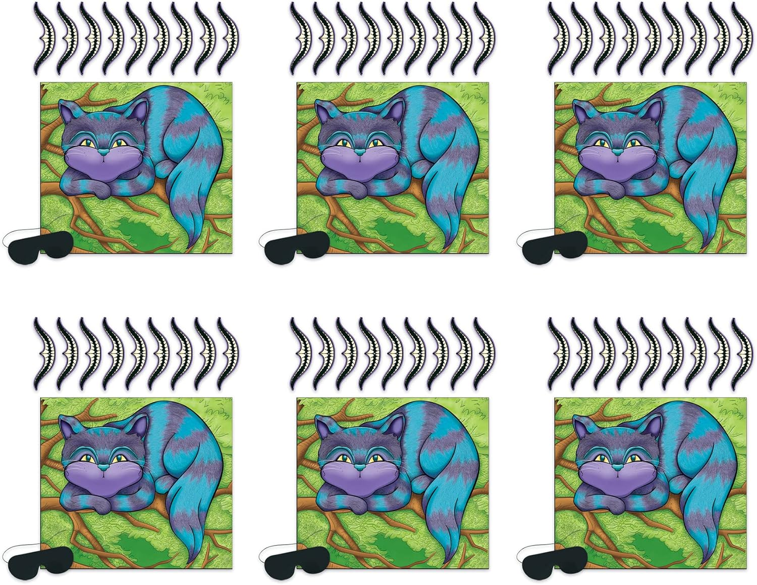Beistle 60063 6 Piece Pin the Smile on the Cheshire Cat Games, 16" X 18", Multicolor image number 5