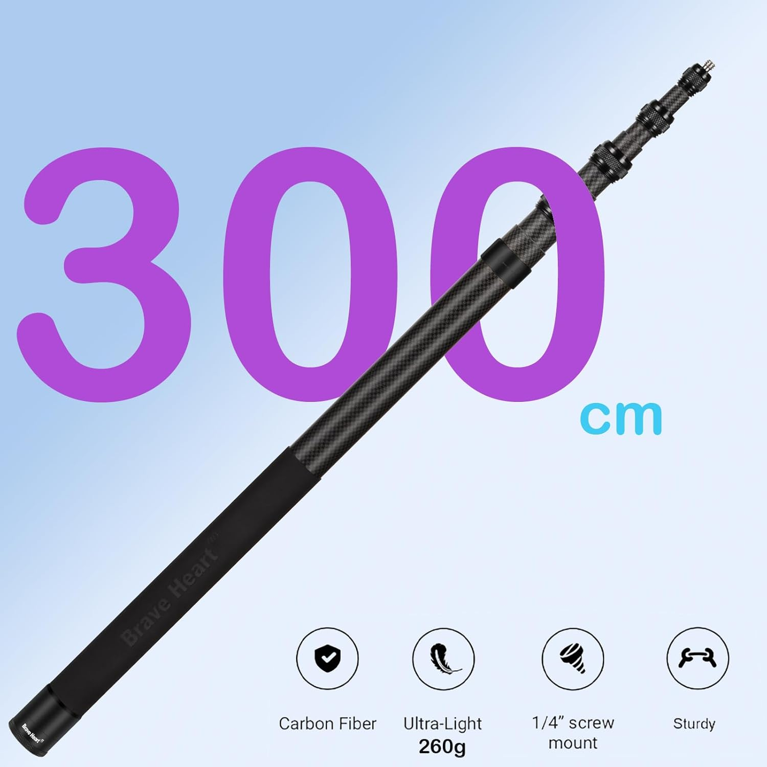 Invisible Carbon Fiber Selfie Stick for Insta360 ONE X5 X4 X3 X2/ONE RS/ONE R/ONE X Accessories Extended Pole for DJI Osmo 360 Panoramic Camera Accessories 3M Black image number 5