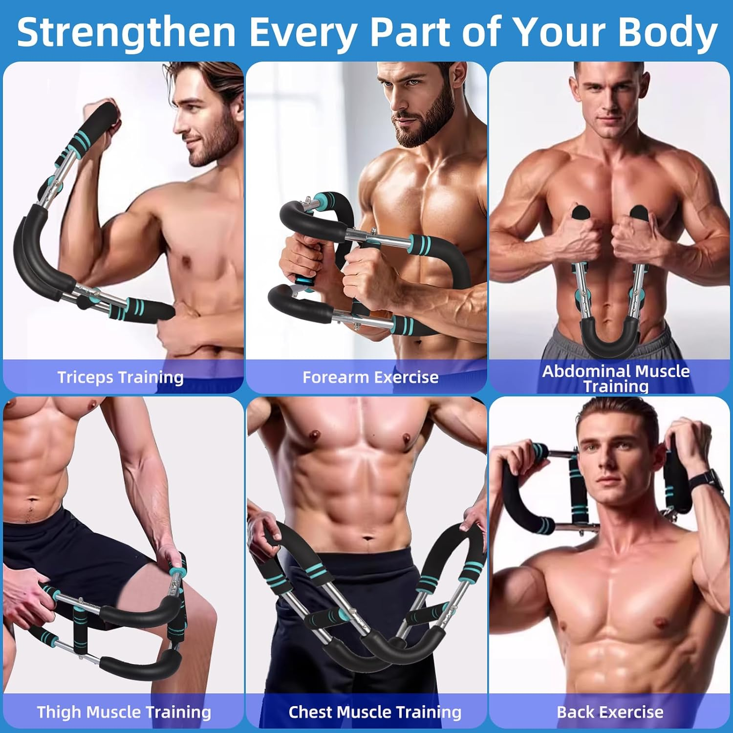 Twister Arm Trainer, 110-132Lbs Adjustable Strength Training Equipment, Arm Trainer Strengthen Chest,Portable Forearm Trainer,Spring Resistance Home Exercise & Fitness Equipment - Blue(30-40Kg) image number 5