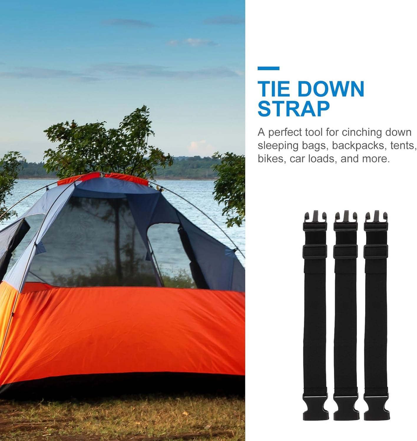 HONITANO 3Pcs Utility Tie down Straps with Quick Release Buckles Wide Long Adjustable Lashing Bands for Securing Backpacks Luggage Storage Bins and Outdoor Gear image number 3