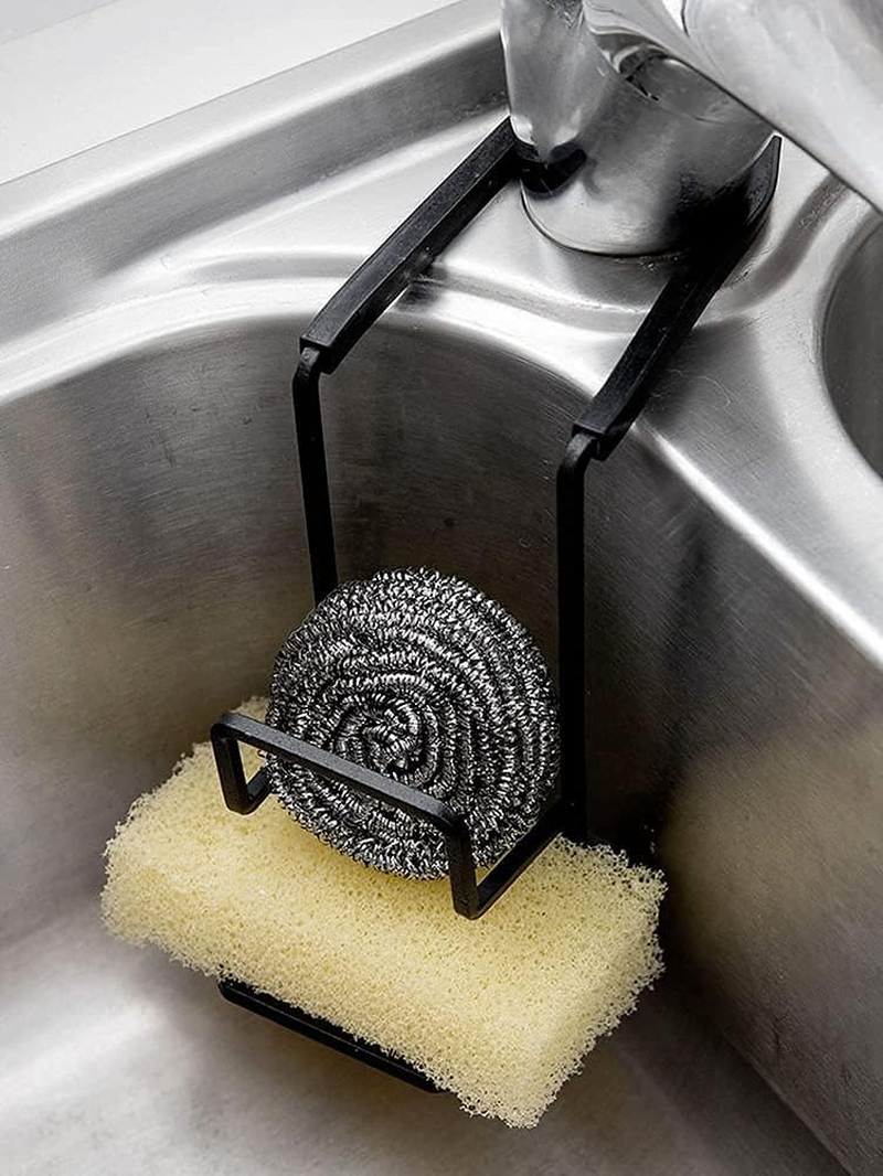 Achoulei Sink Caddy Sink Sponge Holder - Faucet Rack Shower Tray - Kitchen and Bathroom Metal Organizer Hanging Fix around Faucet image number 2