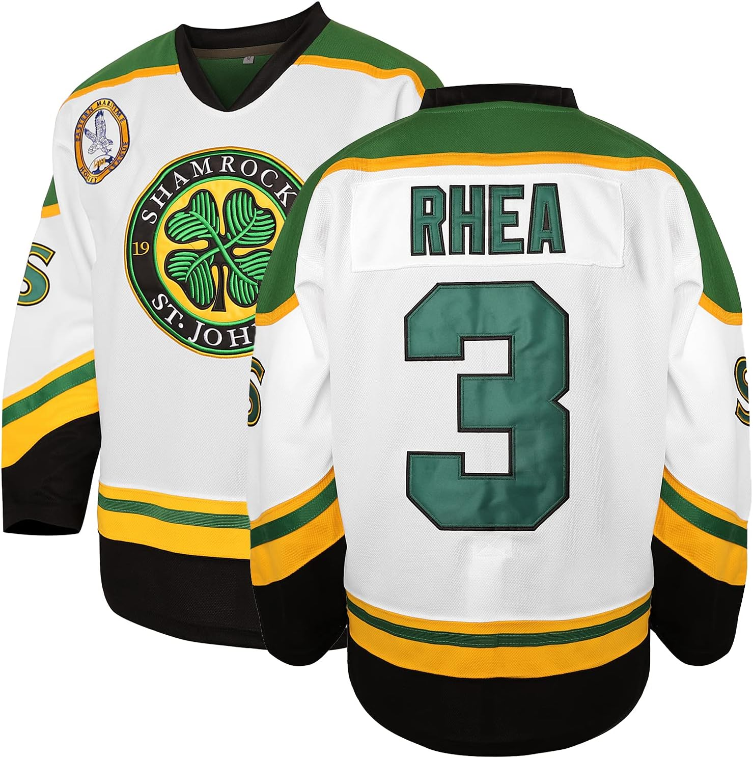 3 Ross the BOSS Rhea ST John'S Shamrocks Stitched Hockey Jersey with EMHL Patch White Green