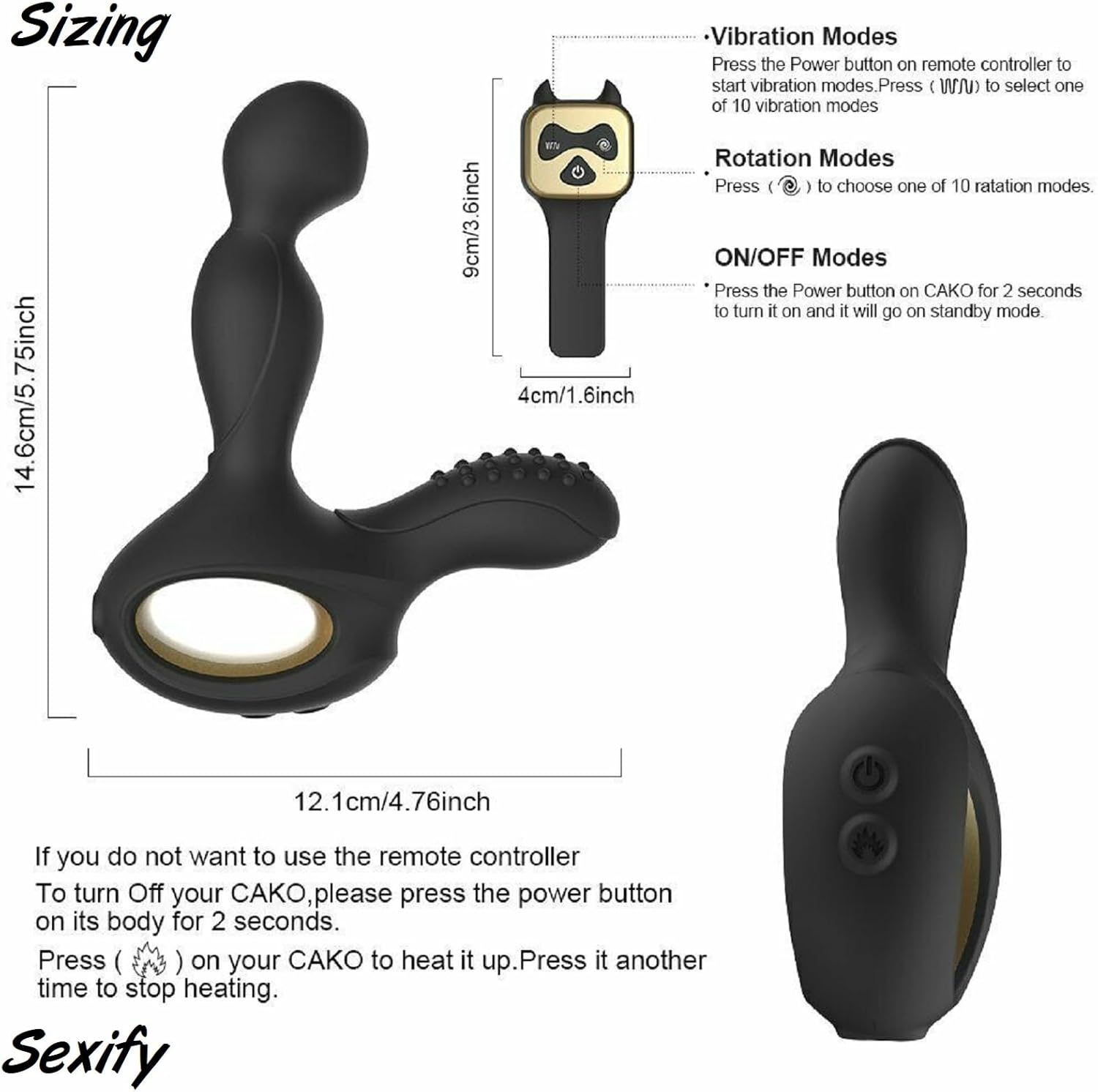 360&deg; Rotating Vibrating Anal Plug, G-Spot Anal Butt Plug Dildo Sex Toy for Men Vibrator Stimulator with Powerful Modes, Prostate Massager Anal Vibrator Remote Control Adult Sex Toys image number 1