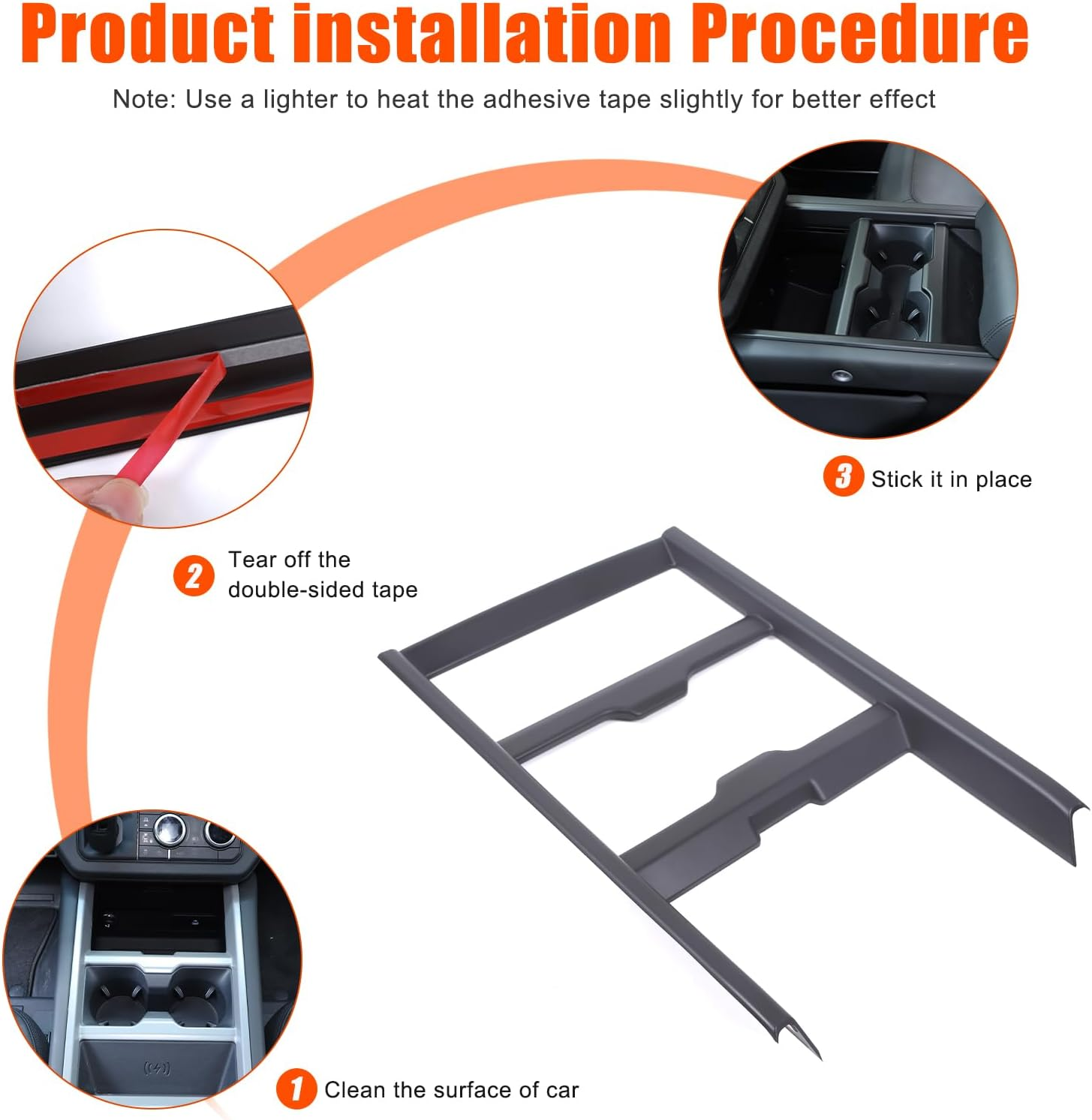 PIUGILH Center Consoles Cup Holder Panel Cover Trim Interior Decoration Mouldings Accessories Compatible with Land Rover Defender 90 110 130 2025 2026 (Matte Black) - Oak Grain image number 6