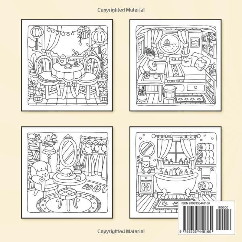 Cozy Retreats: Super Cute Coloring Book with Charming, Tiny, and Peaceful Room Illustrations Ideal for Relaxation and Stress Relief image number 1