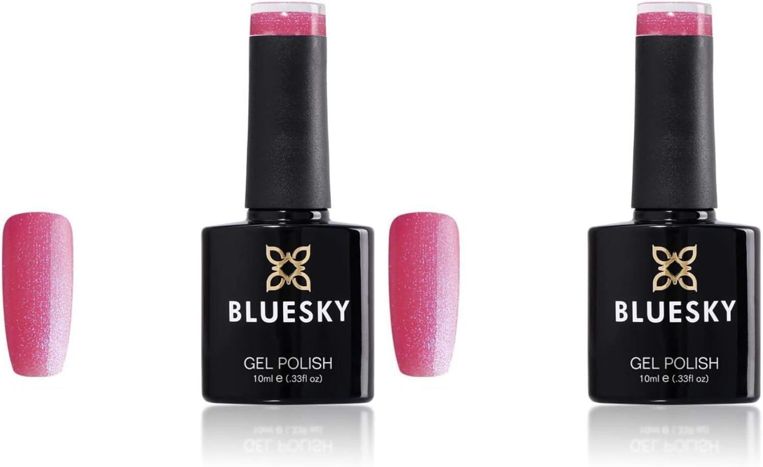 Bluesky Bright Pink Glitter Gel Nail Polish 10 Ml, Pink (Pack of 2) image number 2