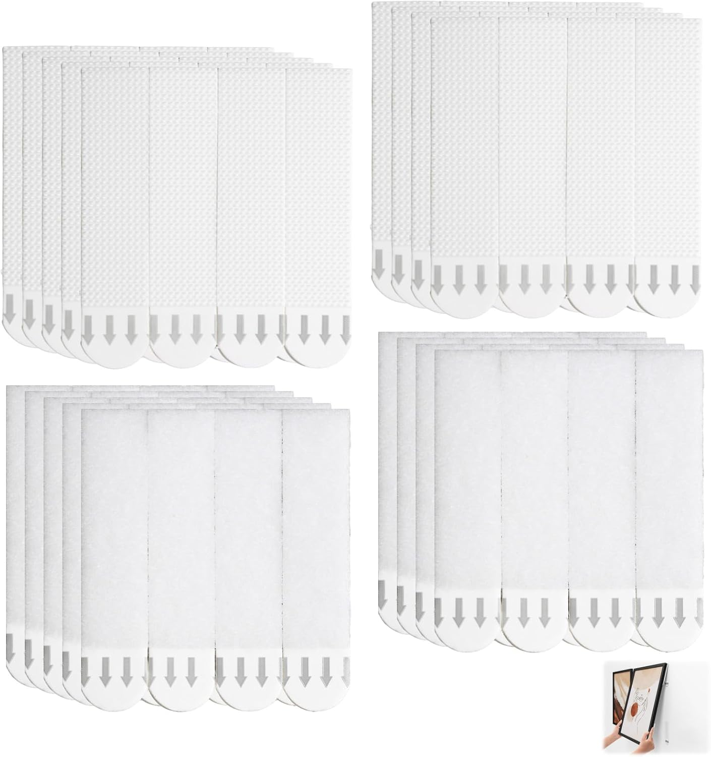 36 Pairs Picture Hanging Strips Heavy Duty, Hook and Loop Adhesive Tape Removable & Damage Free, Double Side No Nail Photo Frame Stickers for Wall Decorations on Wall (16 X 70 Mm) image number 6