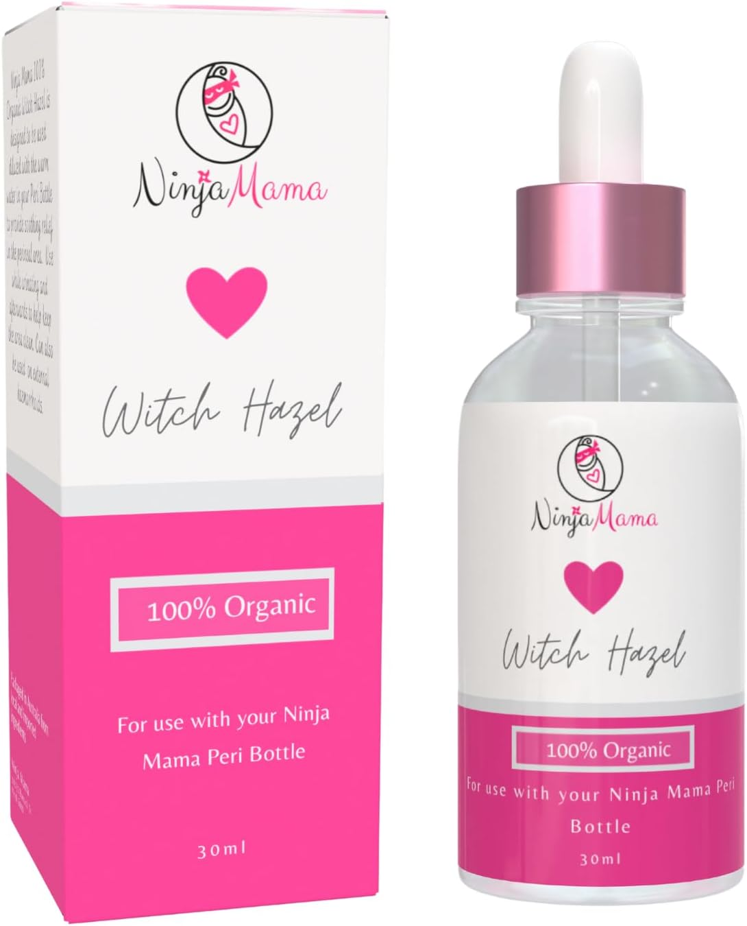 Ninja Mama Certified Organic Alcohol Free Witch Hazel - 30Ml for Use in Peri Bottle for Postpartum Perineal Care. for after Childbirth - Labour & Delivery Hospital Bag