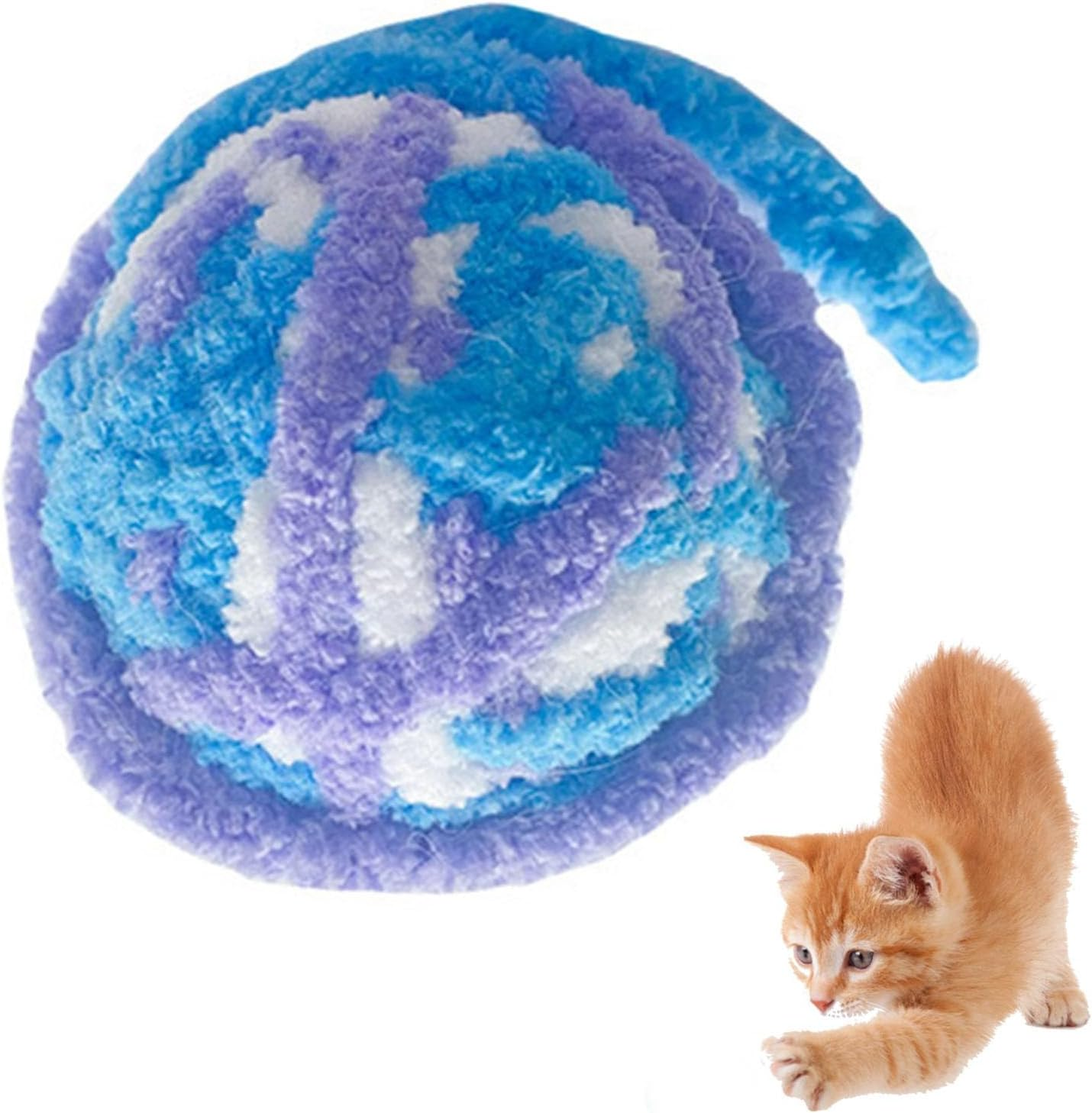 Cat Yarn Ball Toy, Fun Bite Resistance Woolen Yarn Cat Ball Toy with Bell, Furry Rattle Ball Interactive Cat Toys Balls Soft Fuzzy Balls Cotton Thread Ball Toys for Cats Kittens Puppies Self(Pink)