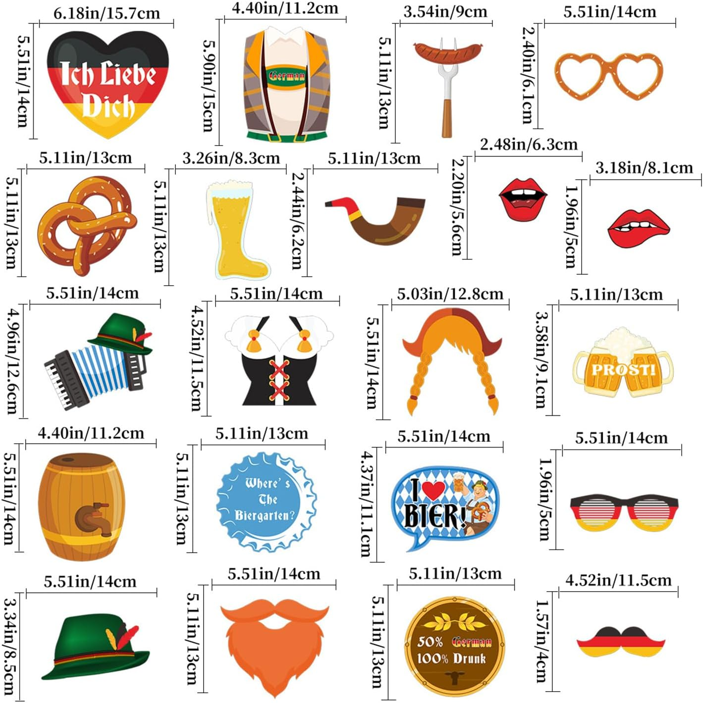 Oktoberfest Photo Prop, Oktoberfest Photo Booth Props - Vista Print 21 Photo Booth Props Oktoberfest Accessories,Sausage Beer Theme Festival Hats and Glasses Oktoberfest Party Decoration image number 1