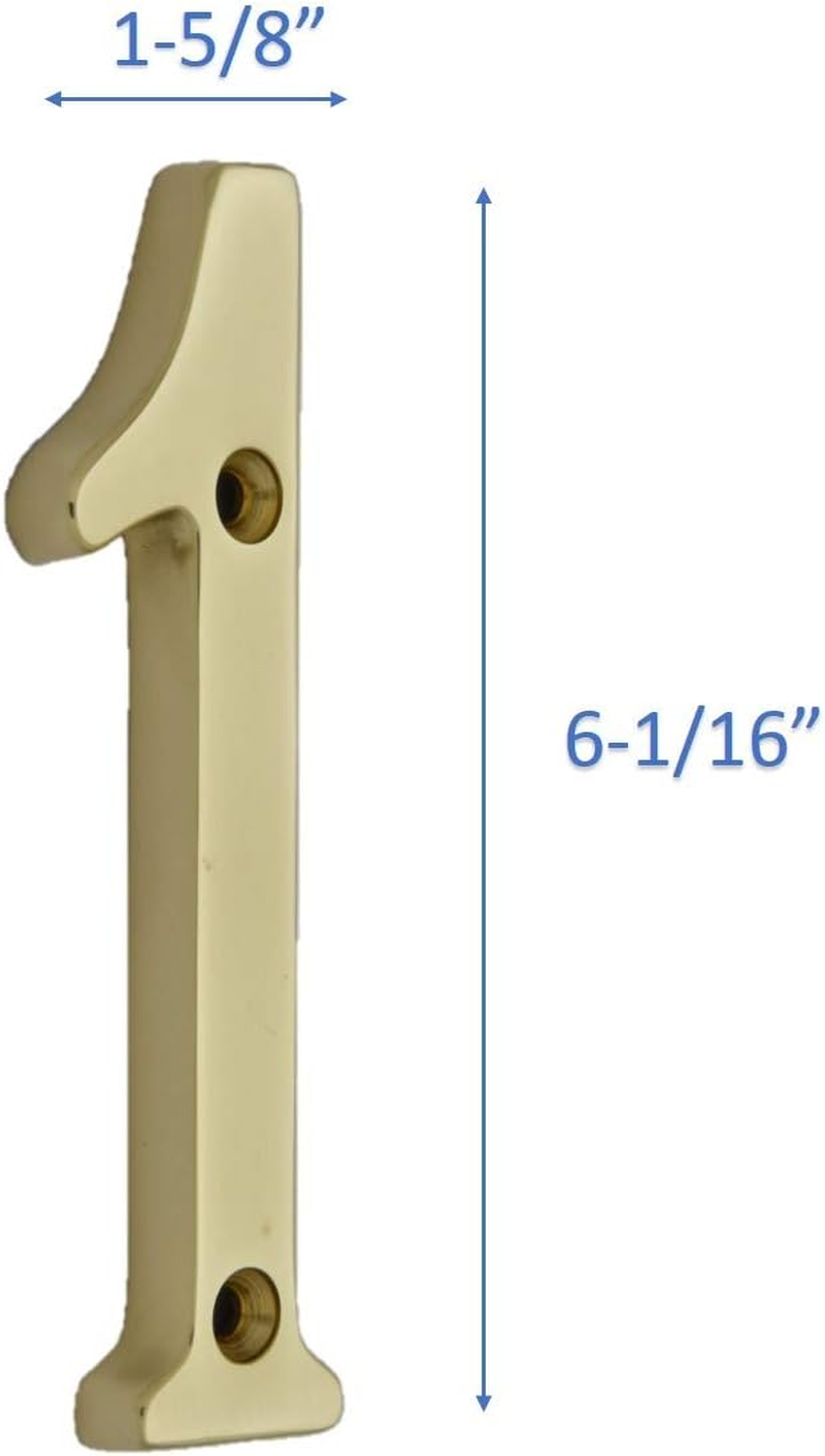 QCAA Traditional Heavy Forged Brass House Number, 6", 1, Polished Brass, Made in Taiwan image number 5