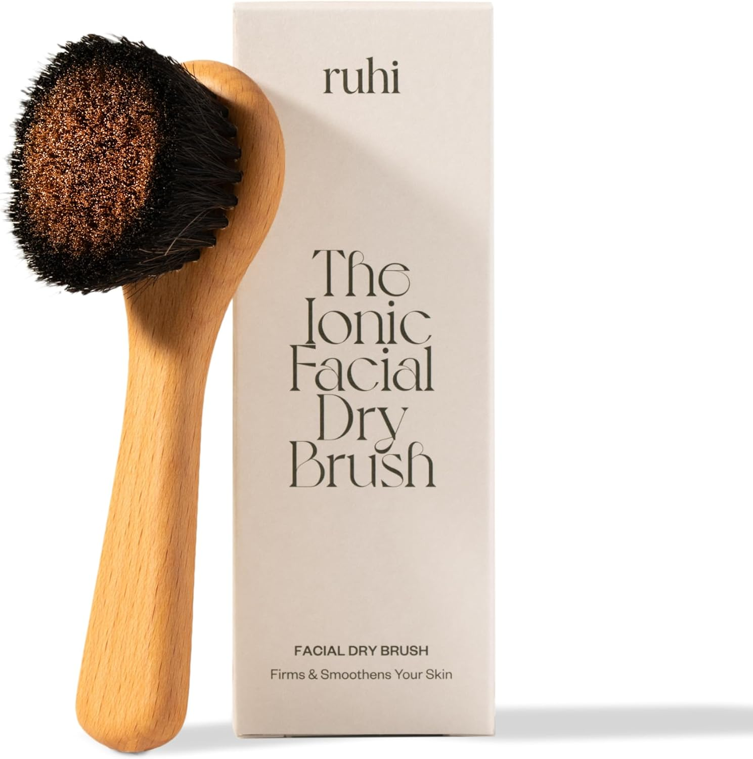 RUHI Monastery Brush Face/Copper Brush/Face Brush Copper Natural Bristles & Plastic Free for Dry Brushing Massage/Made in Germany/Ionic Dry Brush Face/Fsc-Certified Beech Wood image number 5