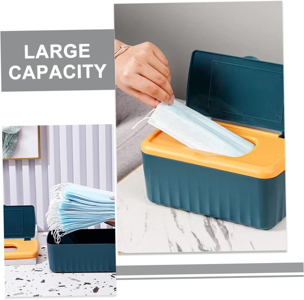 Amosfun Wet Tissue Box Large Capacity Wipes Dispenser Easy Pullout for Quick Access Humidity Retaining Multiuse for Living Rooms Offices