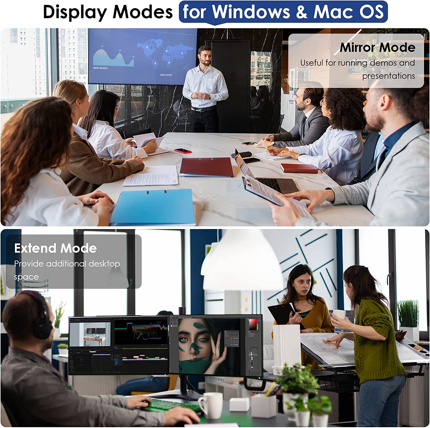 WAVLINK USB 3.0 Universal Docking Station, USB 3.0 Laptop Docking Station Dual Display with HDMI & DVI to VGA/HDMI, Gigabit Ethernet, 6 USB Ports, Audio for Laptop, Ultrabook and PC, No Power Charging image number 1