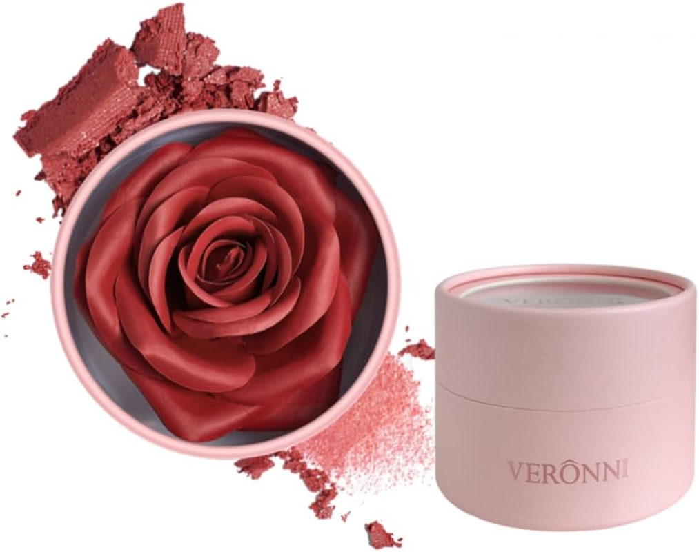 4-Color 3D Rose Petal Blush, Flower Petal Powder Blush for Cheek, Natural Finish Long-Lasting Shimmer Face Rubor Highlighter Makeup Blush for Women(#03, 0.211 OZ)