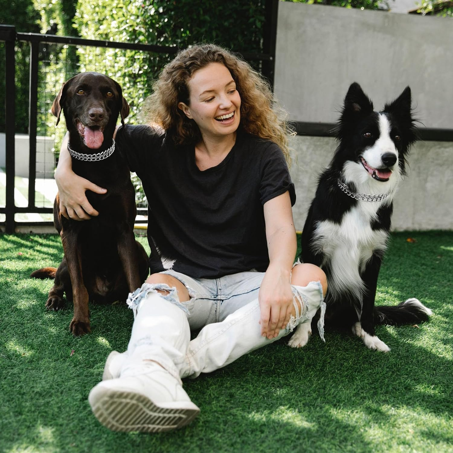 LOS ANDES Dog Chain Collar Metal Martingale Collar No Pull Dog Collar anti Chew Training Collar Chrome Plated Double Link Dog Collar for Small Dogs(Suitable for Neck:30-37Cm)