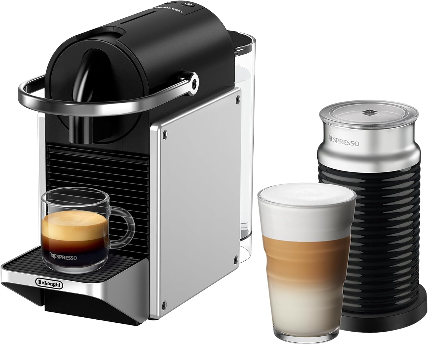 De'Longhi Nespresso Pixie & Aeroccino3 EN127SAE, Capsule Coffee Machine with Milk Frother, Espresso + Lungo Coffee, ECO Mode, Aeroccino Included, 19 Bar Pressure System, Welcome Pack Included, Silver image number 4