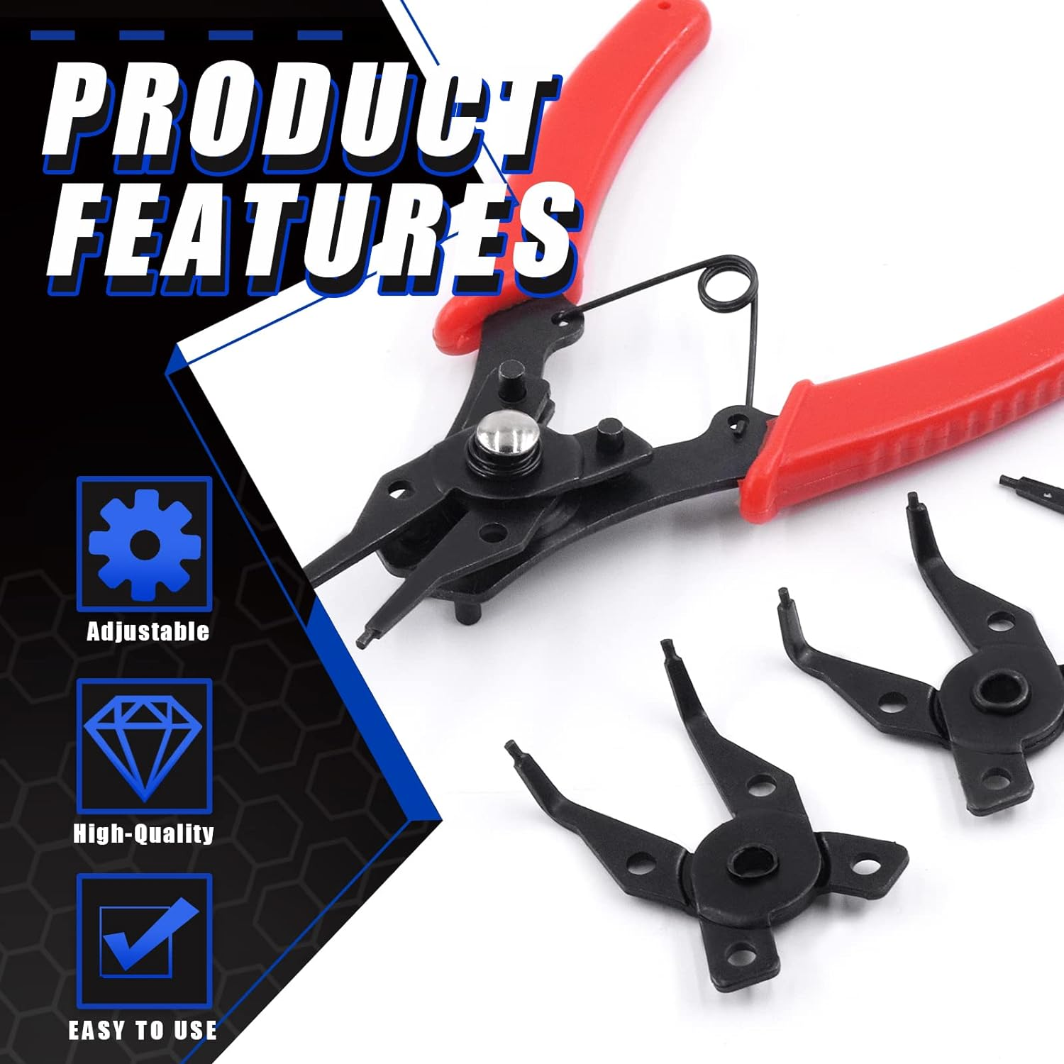 Glarks 3Pcs AC Clutch Holding Tool Adjustable Clutch Holder and 4 in 1 Snap Ring Pliers with Feeler Gauge Assortment Kit Compatible with Domestic and Import Vehicle AC Compressors image number 3