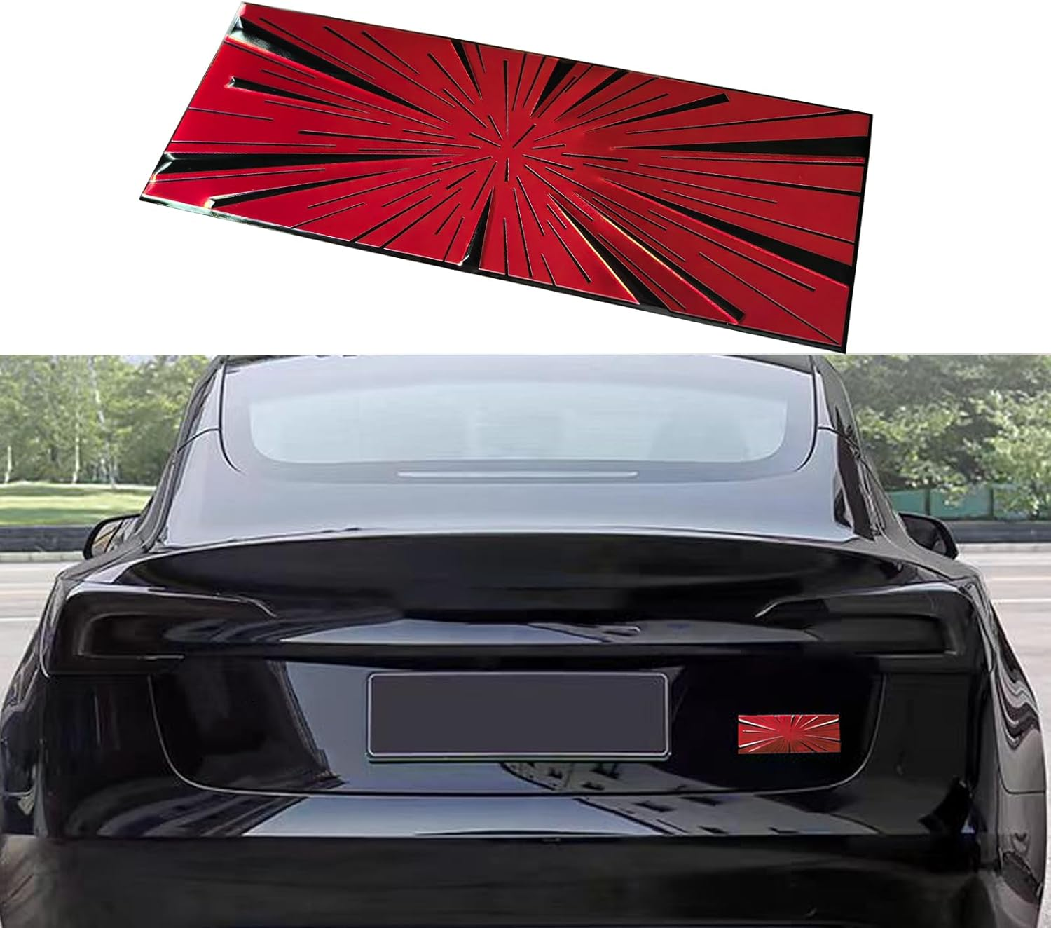 YHCDSEA Model 3 Y Dual Motor Badge Emblem Sticker Plaid Decor Compatible for Tesla Model 3 Y X S Accessories (Matt Black-Black Line)