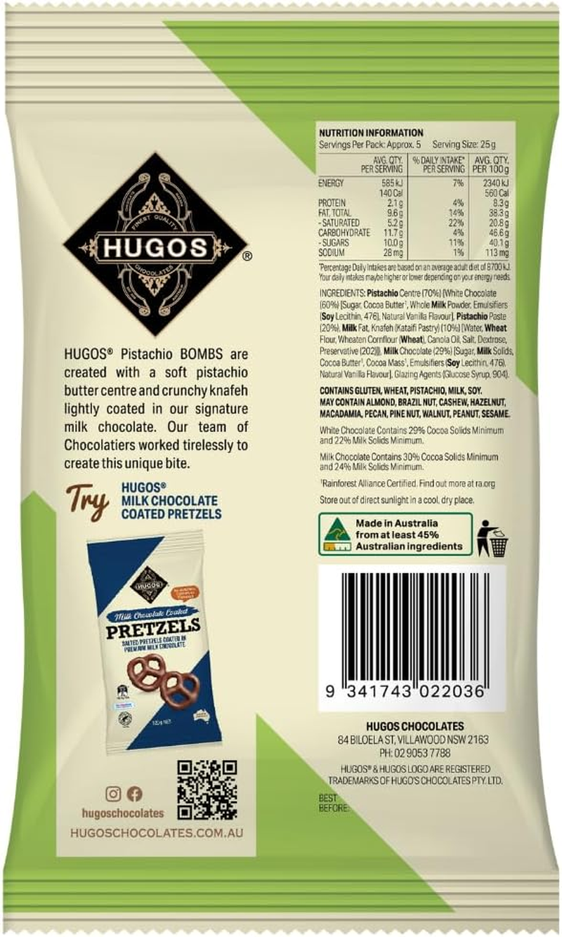 Hugos Milk Chocolate Pistachio Bombs 130G - Indulgent Snacks with Rich Chocolate Candy - Decadent Treats - Ideal Gift Idea image number 1