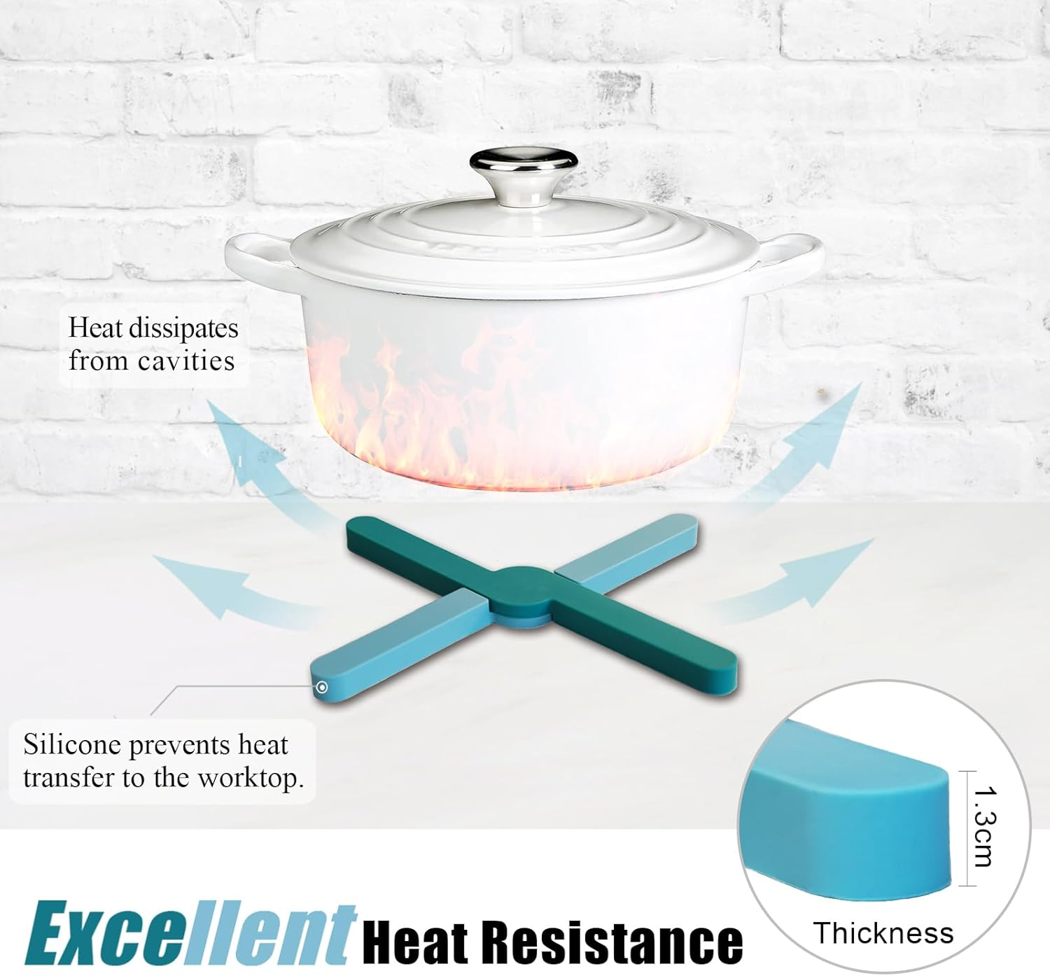 Ben & Bel Stylish X-Shaped Foldable Silicone Trivets Set of 2, Non-Slip Worktop Protector Heat Resistant for Hot Pans/Dishes/Plates/Pots, Ideal for Camping/Caravan, Blue+Blue image number 4