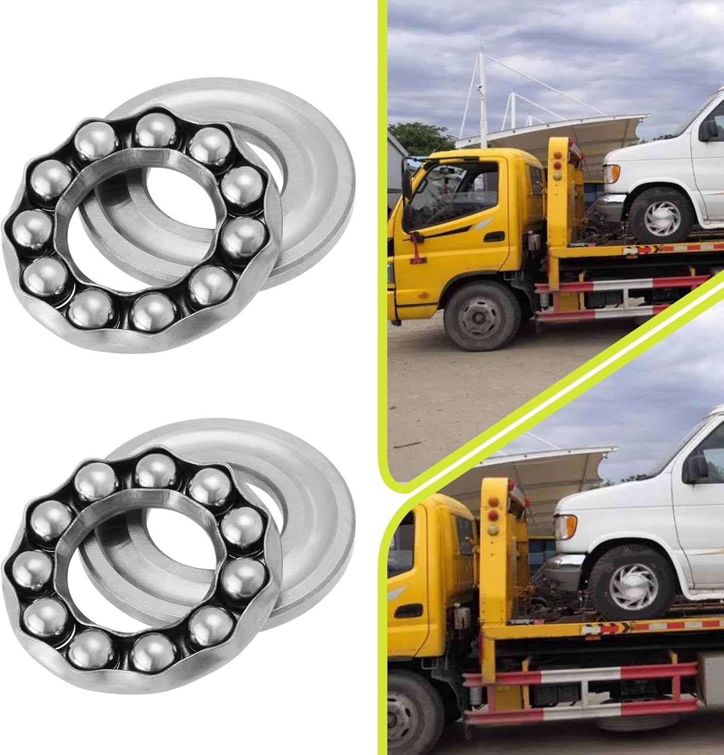 2Pcs Thrust Ball Bearing 51203 with Washers 17Mm Bore 35Mm OD 12Mm Thick Plane Axial Ball Bearing Compatible with Ifor Williams Trailer Knott Jockey Wheel Handle image number 3