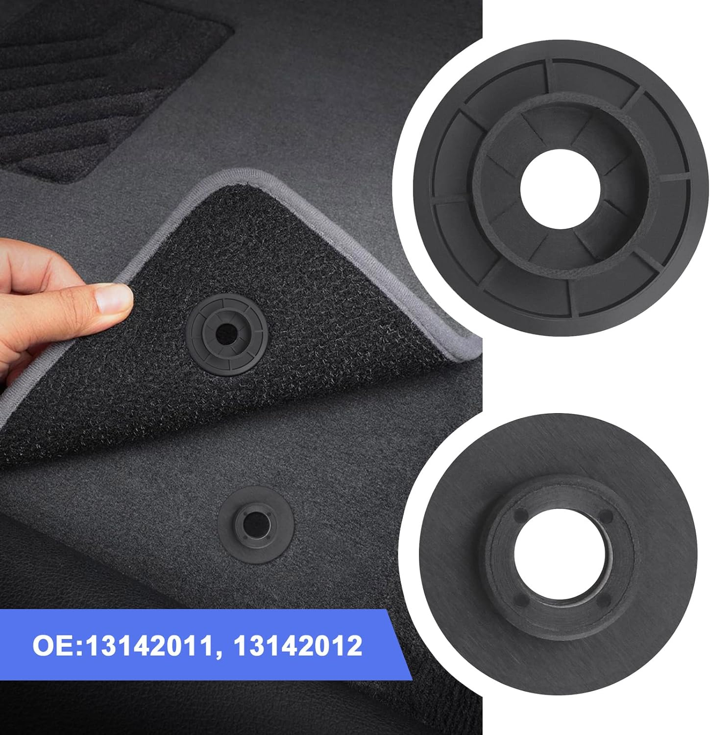 Emagtech 8PCS Car Floor Mat Clips 13142011 13142012 Carpet Anti-Slip Buckle Plastic Fastener Clip round Fixing Grip Clamps Mounting Retainer Black image number 5