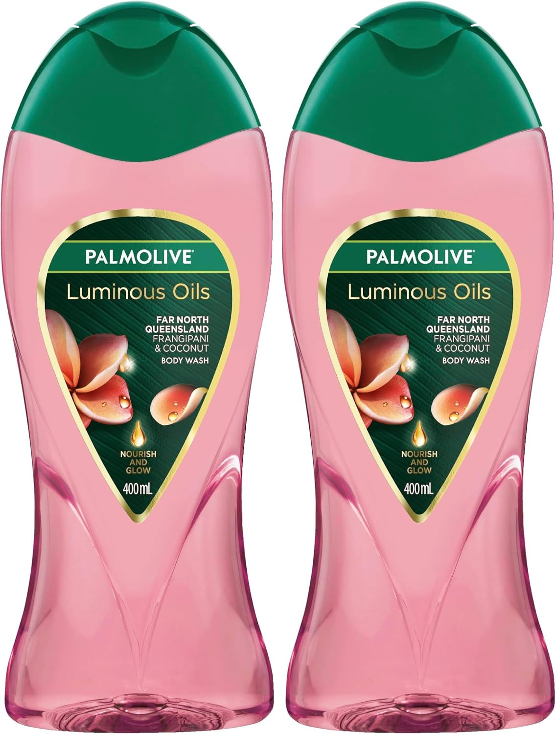 Palmolive Luminous Oils Body Wash 400Ml, Far North Queensland Frangipani & Coconut, Nourish & Glow (Pack of 2)