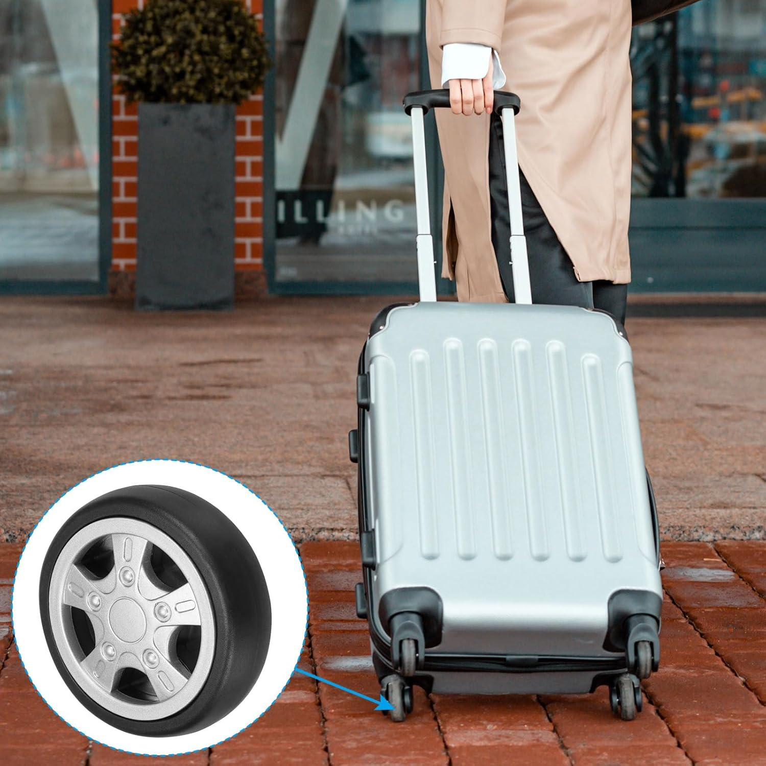 Uxcell Replacement Luggage Suitcase Wheels Repair Kit, 76Mmx23Mm Wear-Resistant & Mute 360 Swivel Caster Wheels image number 5