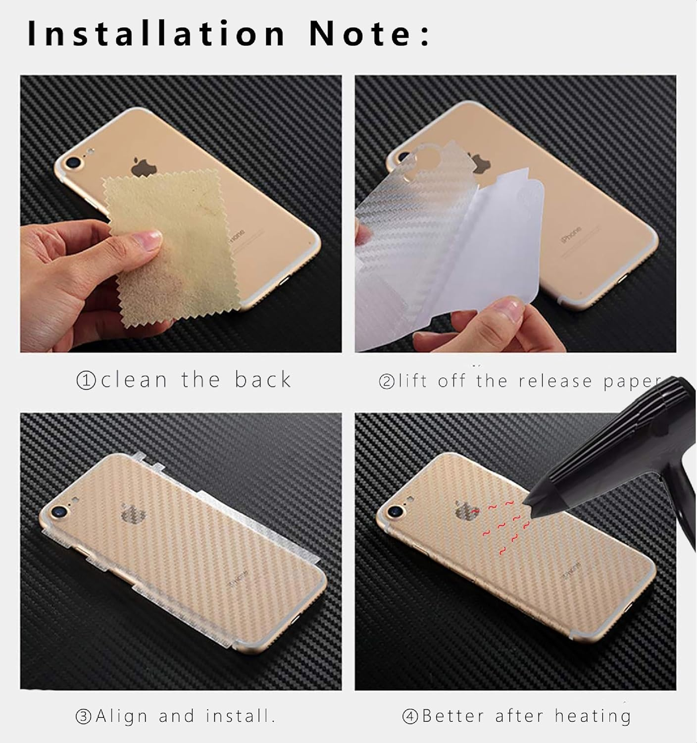 GIOPUEY Back Film Compatible with Samsung Galaxy S25 FE, [Pack of 4] 0.1 Mm Ultra Thin Carbon Pattern Back Film, Scratch-Resistant, Anti-Fingerprint, Non-Slip image number 3