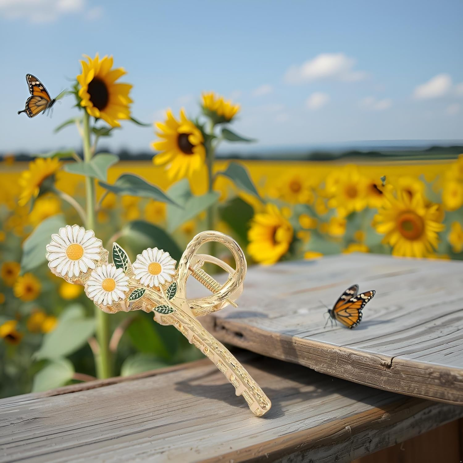 Sunflower Hair Clips Large Non-Slip Hair Clips Strong Hold Hair Accessories for Women Girls Hair Clips image number 6