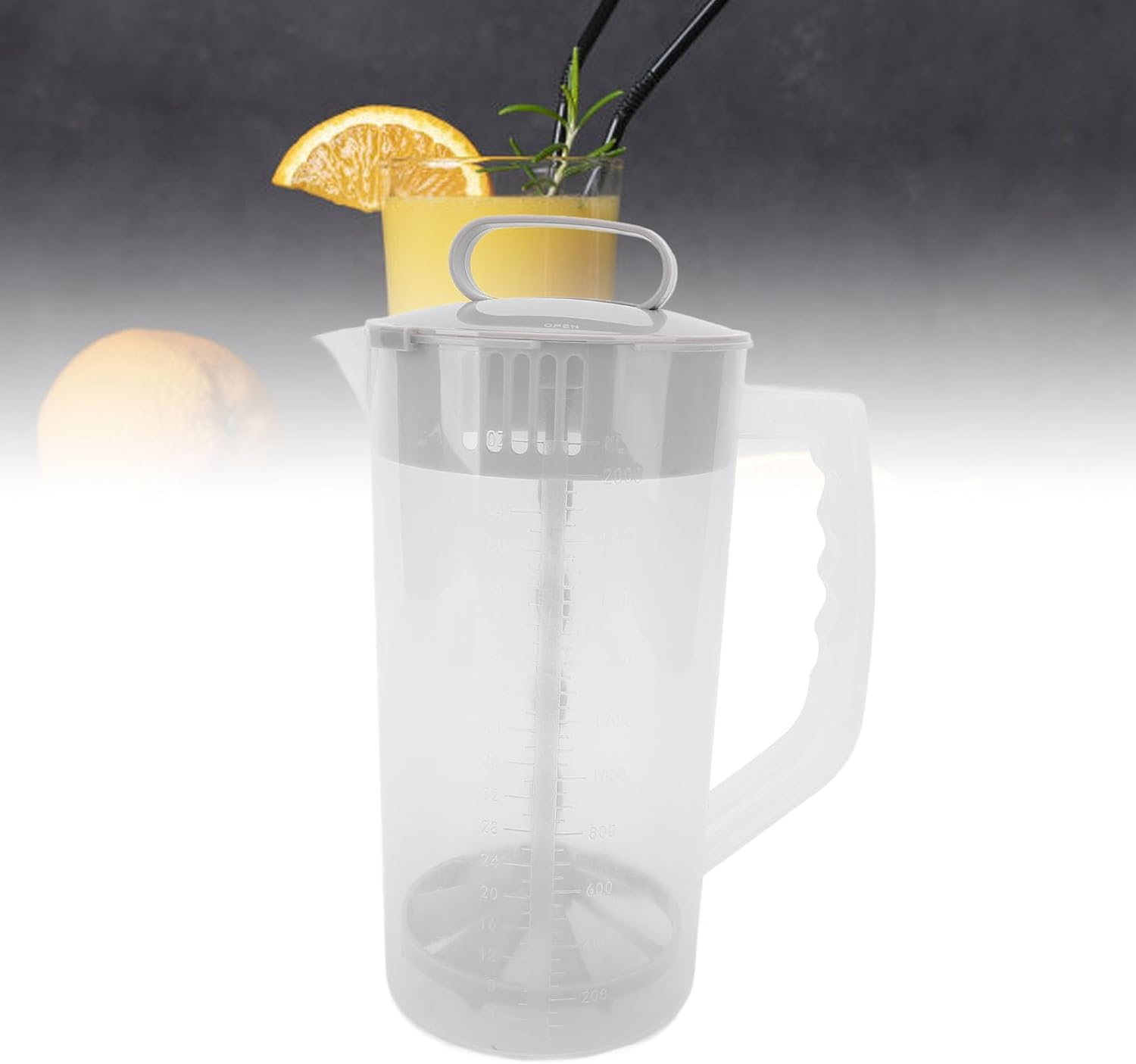 Focket Breast Milk Pitcher, 2000Ml Manual Press Design Milk Storage Jug with Mixing Function for Home and Tea Shop Use image number 2