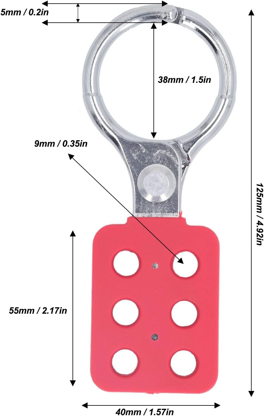 Lockout Tagout Hasp, Aluminum Alloy Extended Jaw Safety Lock for Industrial Use, 38Mm Jaw Inner Diameter 6 Hole Lockout Padlock Hasp with High Security for Factories and Workshops image number 2