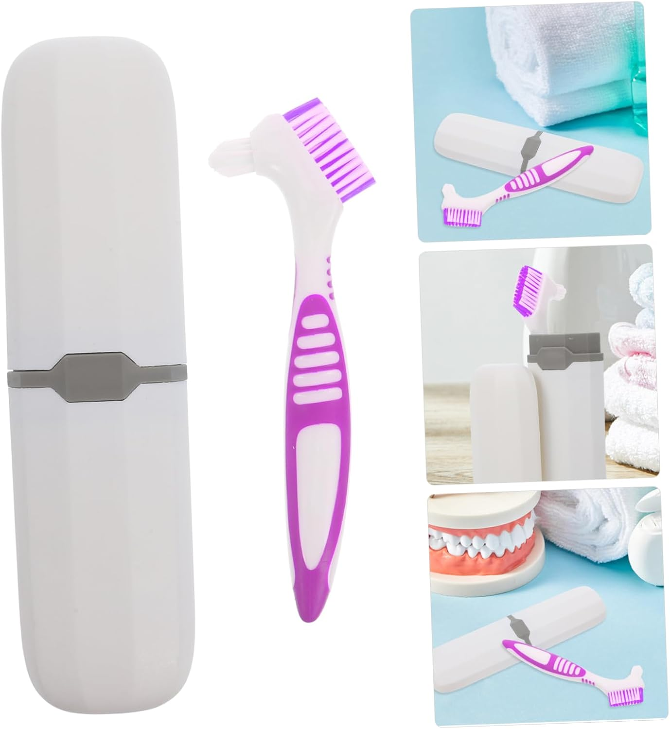 SOESFOUFU Travel Denture Toothbrush Storage Box Portable Toothbrush Travel Case Suction Cup Holder image number 6