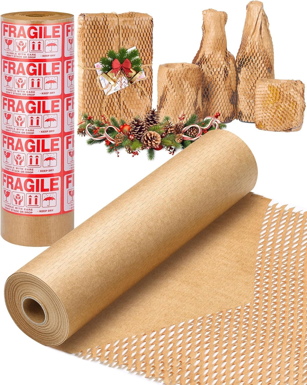 Gifts Wrapping Paper, Honeycomb Packing Paper, Recyclable Packing Paper, Green Wrap Packing Material, Recycled Cushioning Wrapping Roll, Honeycomb Eco-Friendly Packaging for Shipping/Packing (PK)
