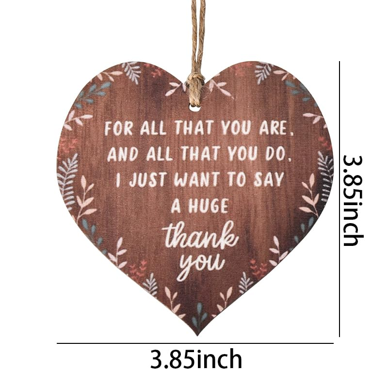 Engraved Wooden Heart Hanging Ornament Sign - Thank You Gifts for Women, Teachers, Coworkers & Friends - Home Decor & Housewarming Gift