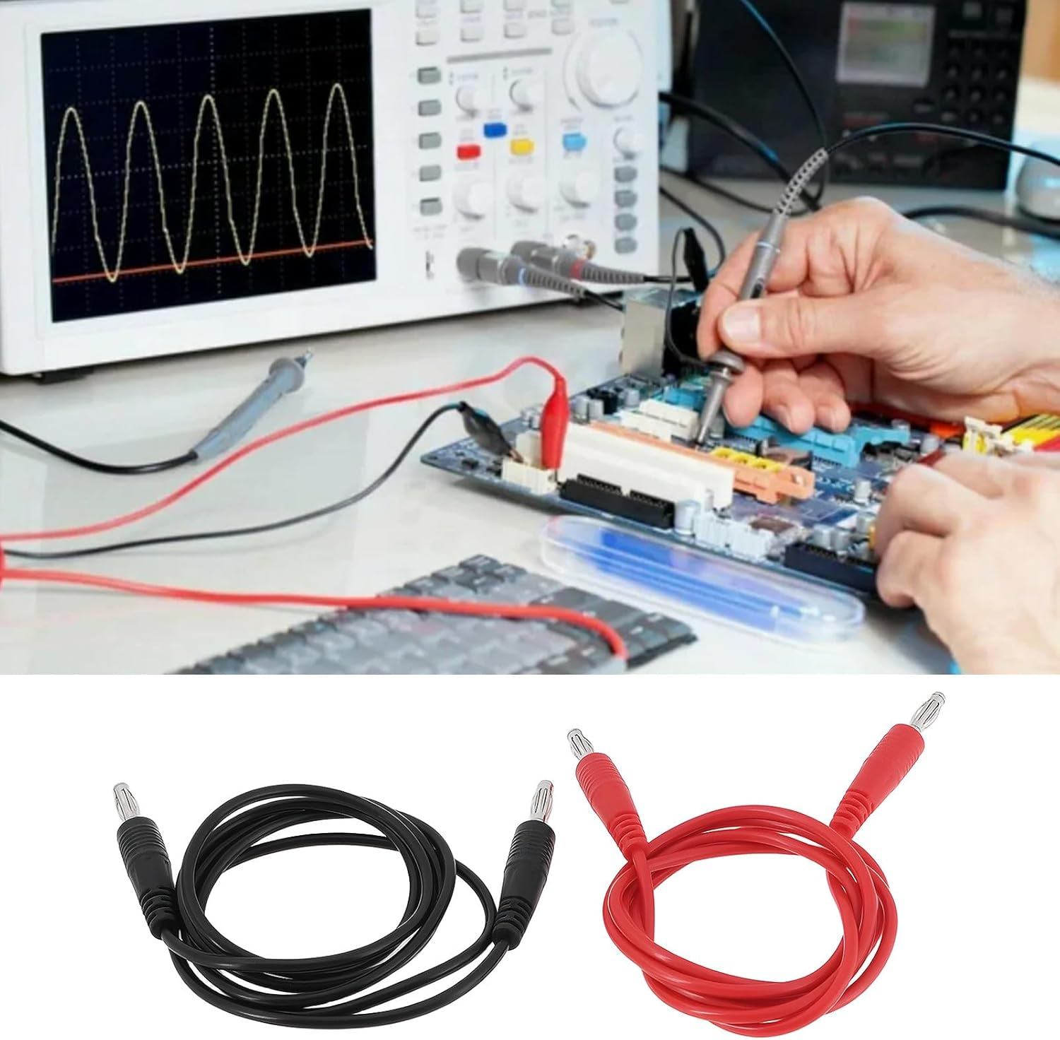 YINETTECH 4Pcs 1000V Dual 4Mm Banana Plug Multimeter Test Lead for Electrical Laboratory Electrical Testing Work (1M) image number 6