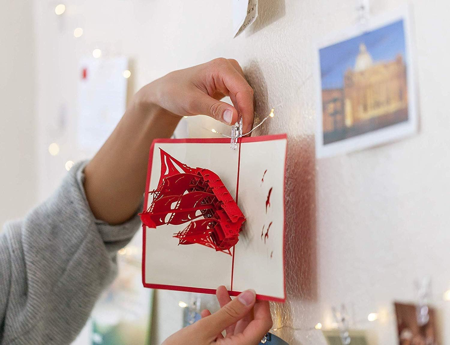 Photo Clip String Lights 33Ft - LECLSTAR 100 LED Fairy String Lights with 50 Clear Clips for Hanging Pictures, String Lights with Clips USB Powered Switch - Perfect Bedroom Decor Weddingg Decorations