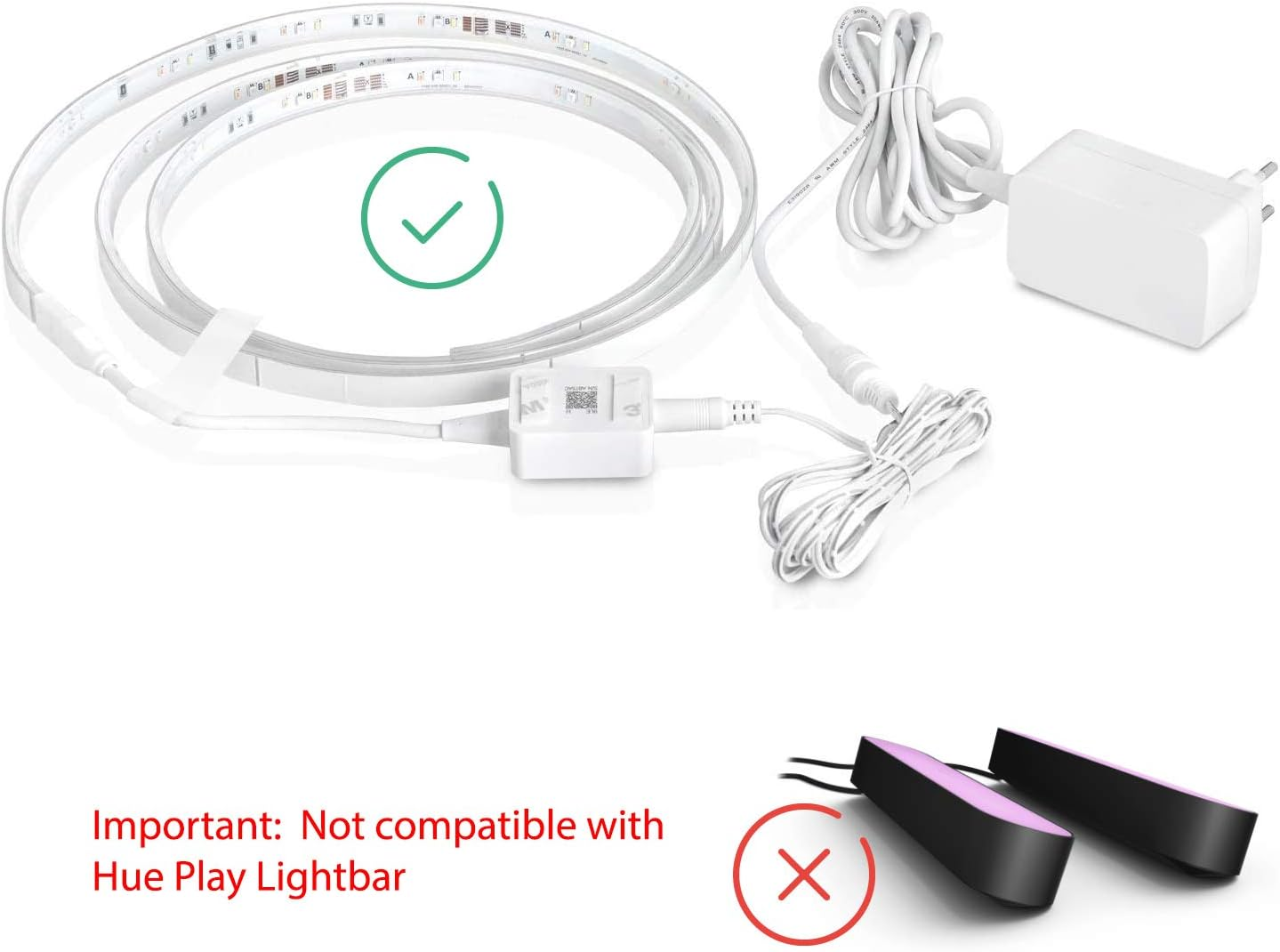 Wicked Chili 5 M DC Extension Cable Compatible with Philips HUE Lightstrip plus (White and Colour Ambiance) V3 / V4 with Bluetooth (Purple Packaging) Extension for Power Supply S020YM2400083 White image number 6