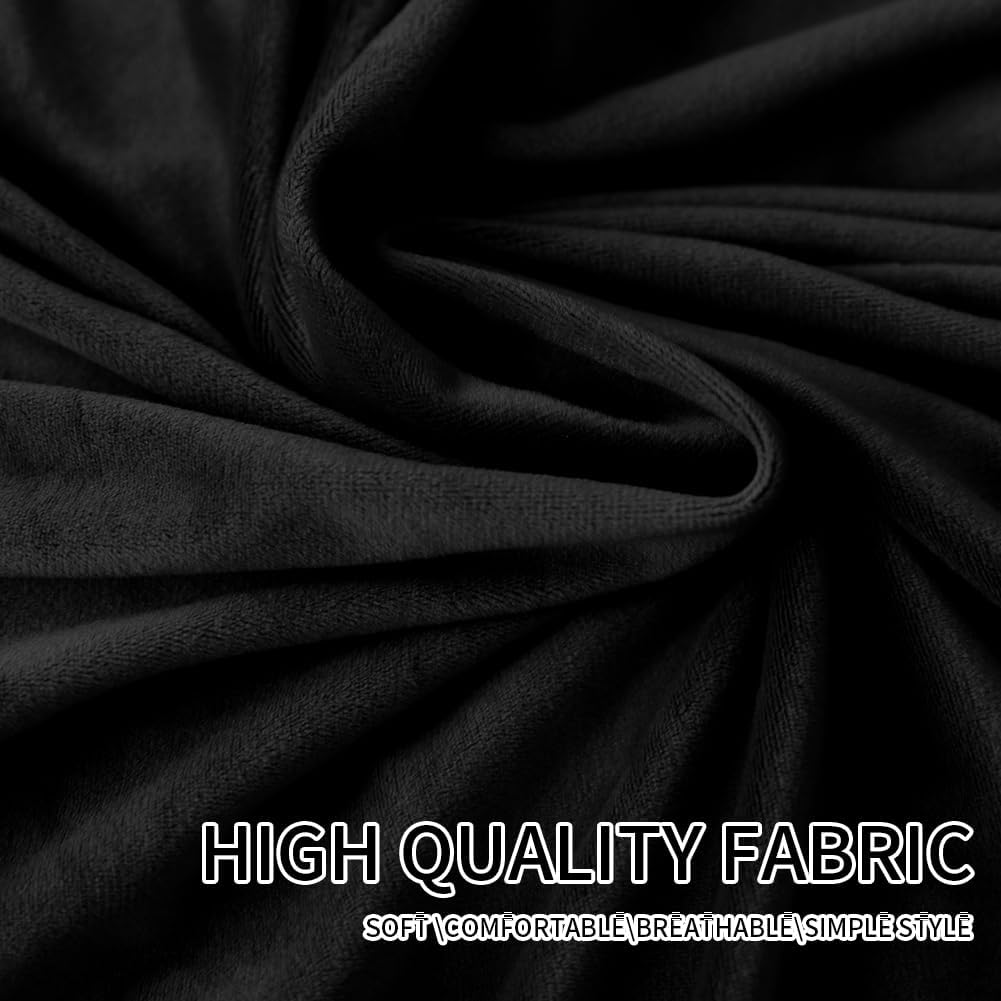 Bed Headboard Protective Cover, Dustproof Protective Cover for Padded Bedroom Headboard, Velvet Fabric (150-170 Cm (Queen), Black) image number 2