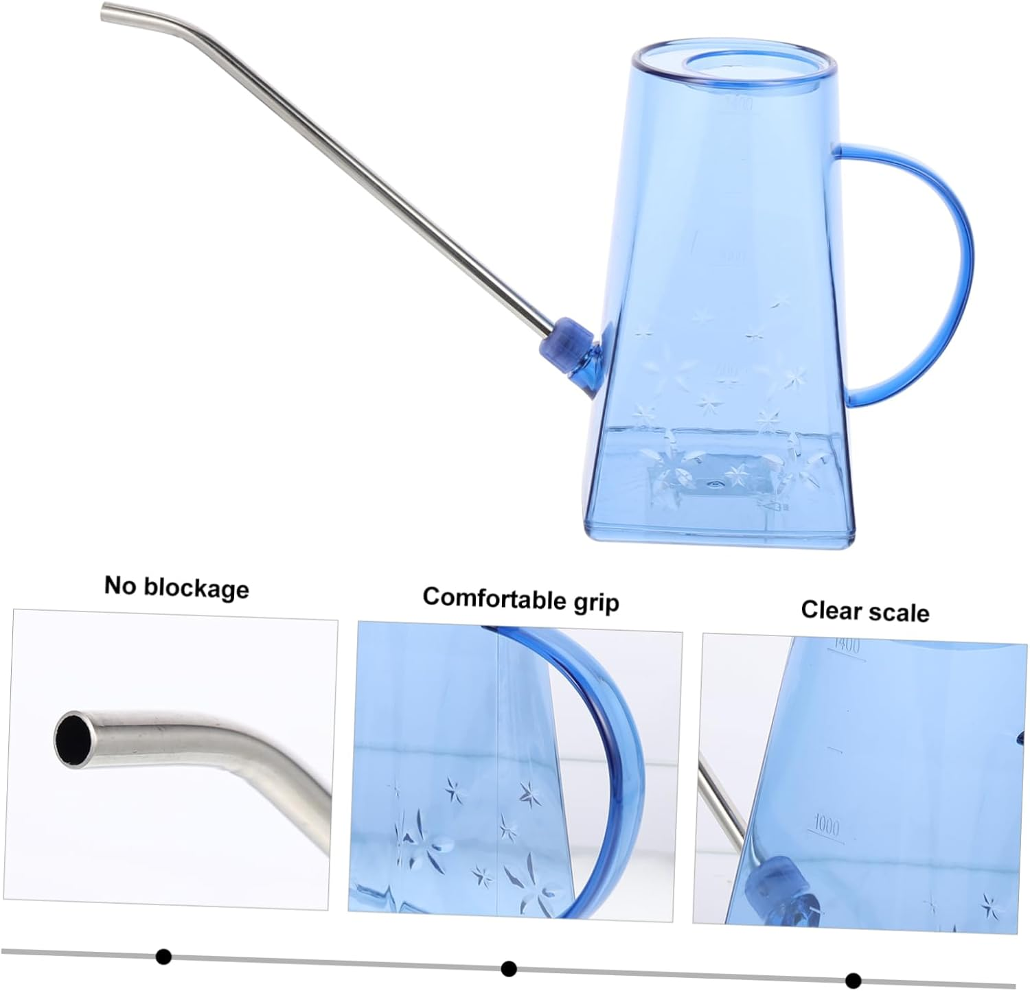 Watering Can Long Spout Blue Stainless Steel Household Gardening Supplies for Indoor and Outdoor Plants