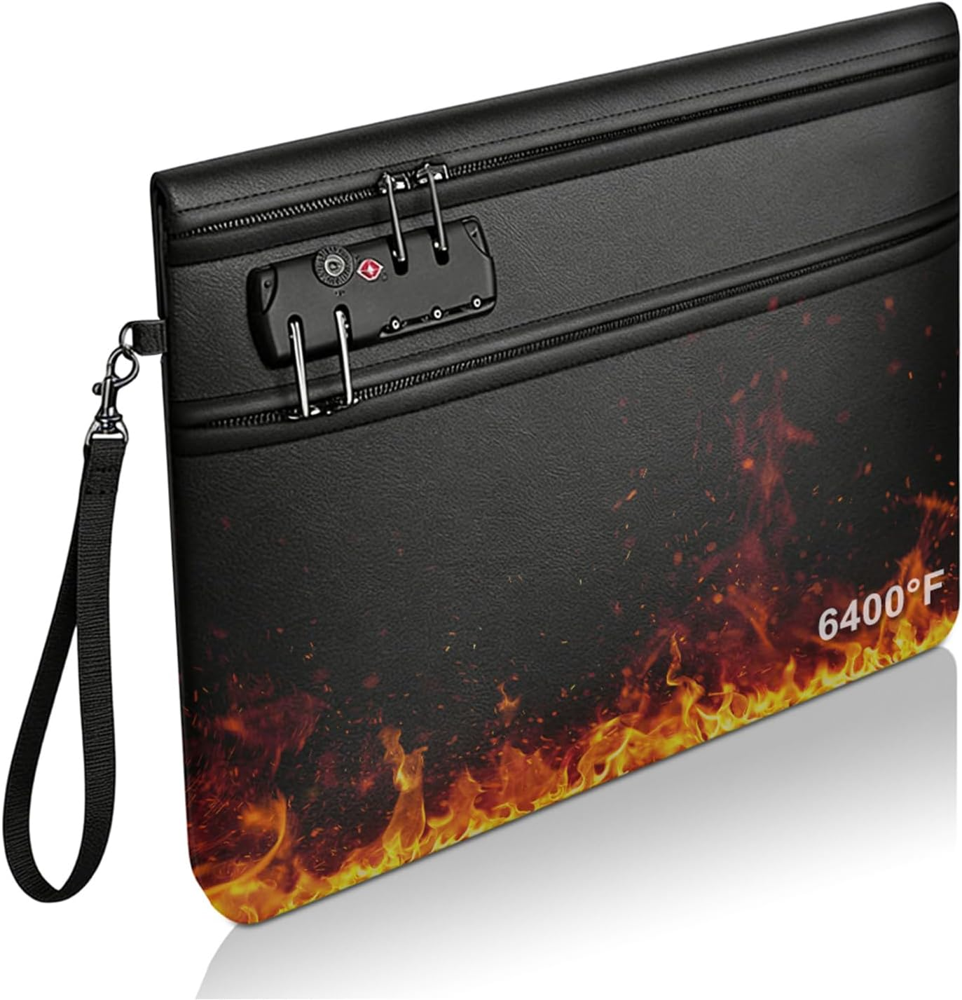 6400&deg;F Fireproof Document Bag with Lock (36 X 26 Cm), 12-Layer Thermal Insulation & Double Zip Compartment, Fireproof Bag & Wallet for Securing Cash, Passport, Jewels & Valuables image number 4
