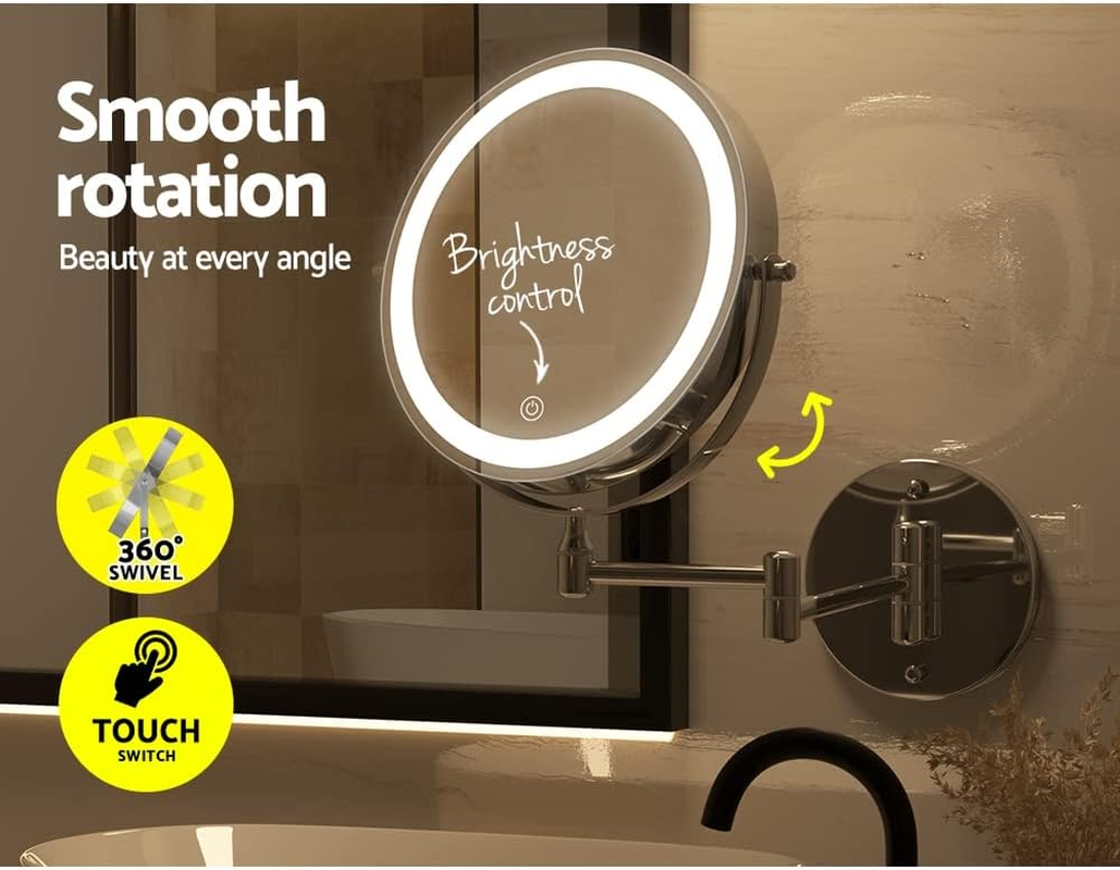 Embellir Extendable Makeup Mirror, Vanity Mirrors Beauty Cosmetic Dressing Bathroom Decor, LED Strip with 10X Magnification Wall-Mounted Lights Dimable image number 4