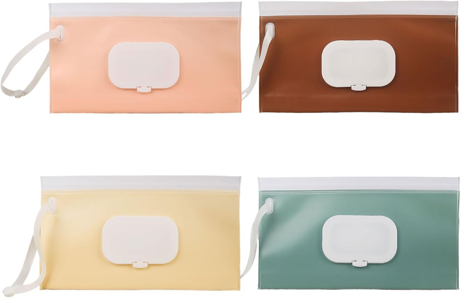 4Pcs of Baby Wipes Dispenser, Reusable Nappy Wipe Holders, Portable Travel Wet Wipes Dispenser, Plastic Flip-Top Pull-Out Packaging Bag during the Journey, Eva Tissue Bag