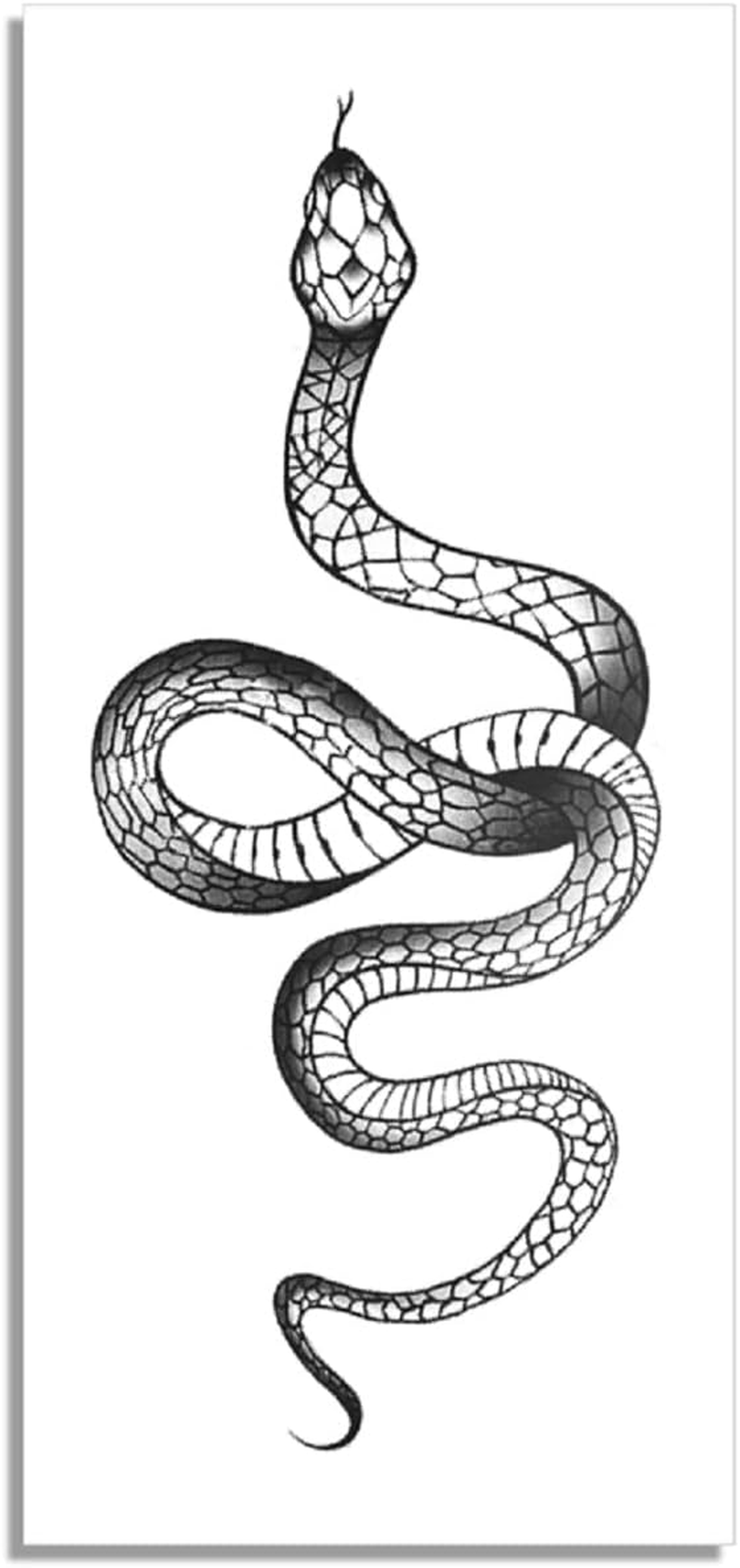 Fashion Realistic Big Size Black Snake Temporary Tattoo Stickers for Women Men Waterproof Fake Tattoo Waist Body Forearm Arm image number 4