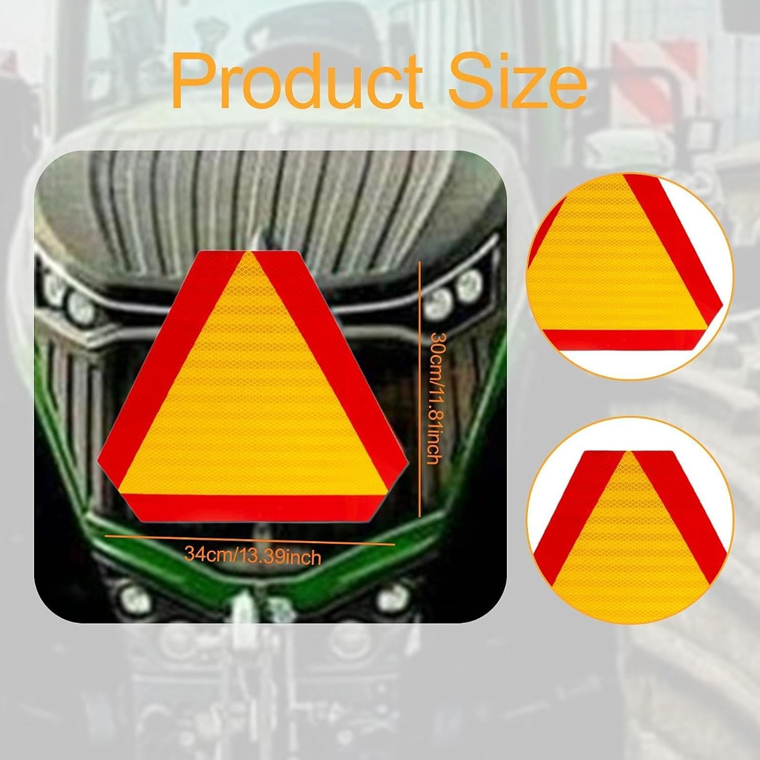 Slow Moving Vehicle Sign Slow Sign Warning Triangle Replacement Sturdy Sun Protection Reflector for Accessory Tractor, Yellow image number 2