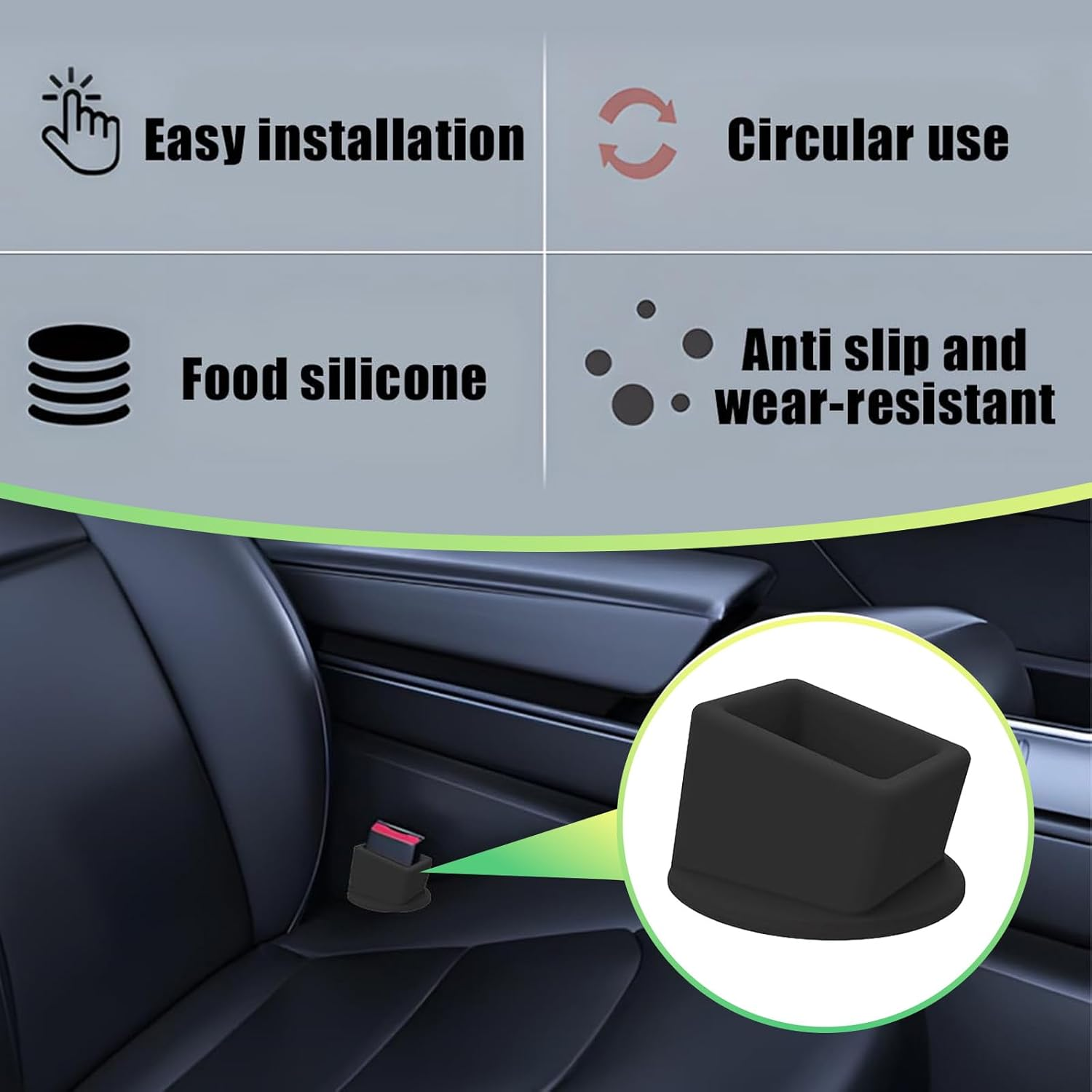 Seat Belt Buckle Holder, 2 Pcs Seat Belt Holder, Silicone Easy Access Vehicle Seatbelt Booster, Buckle Extender for Kids Car Accessories, Suitable for Most Car Models(Black)