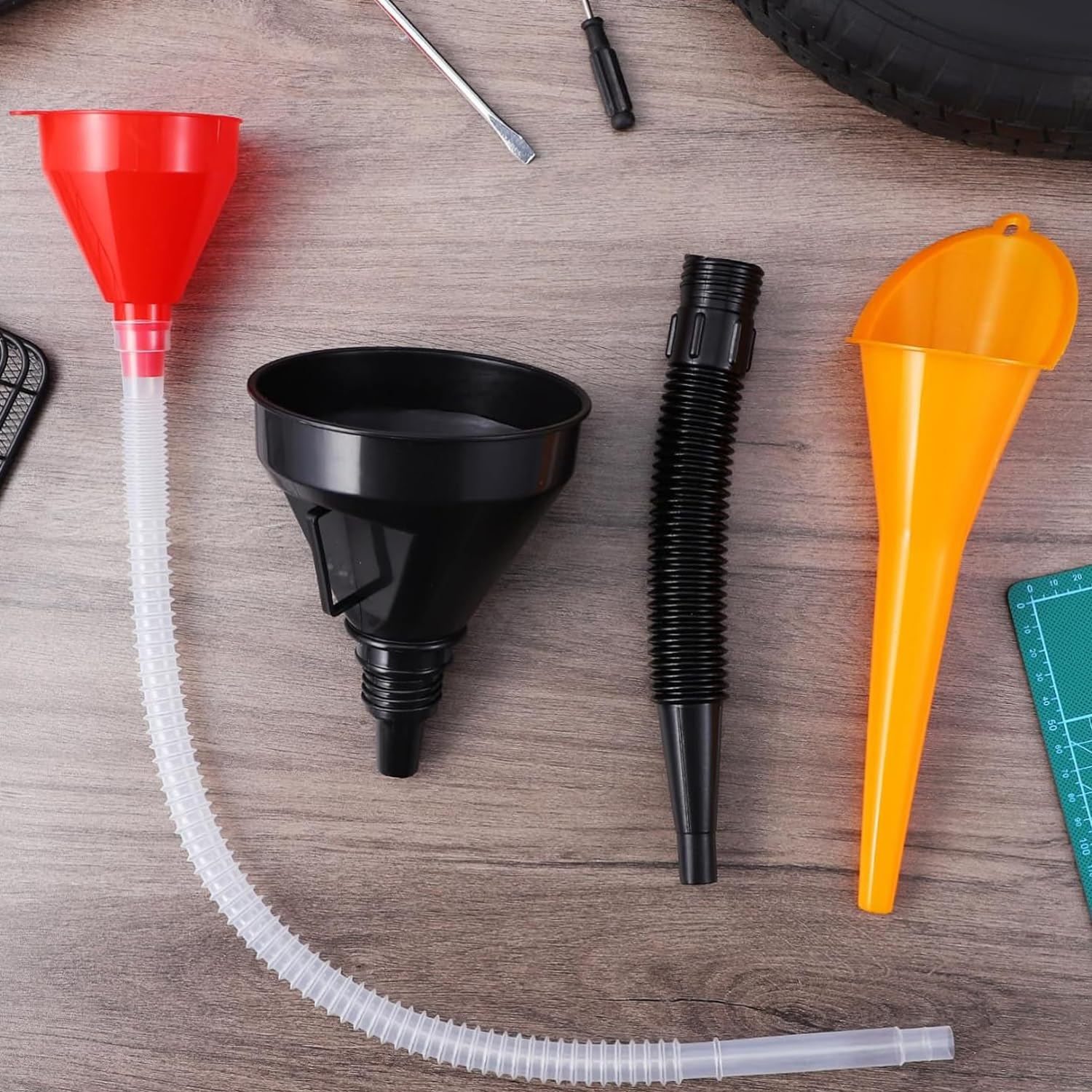 Xinghonyac 6 Pcs Car Funnel Set, Contains Flexible Hose Oil Funnel with Wide Mouth Oil Funnel for Cars Motorcycles Engine Gas Oils Water Diesel Fuel Kerosene and Other Liquids image number 5